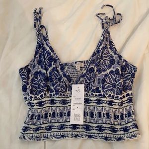 NEVER WORN deep v neck top with tie straps